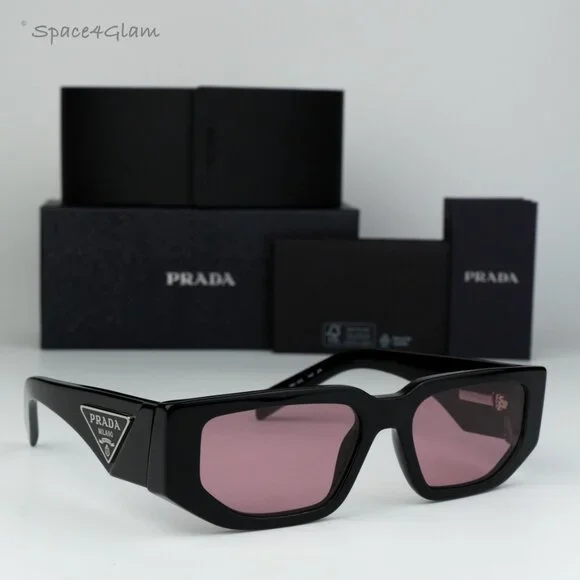 BRAND NEW Prada PR09ZS 16K30L Black Pink Unisex Rectangle Sunglasses